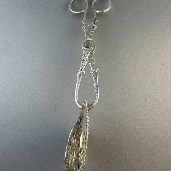 🌿 Antique Sterling Silver Pastry/Sandwich Tongs 🐚  Marked STERLING - Picture 3 of 6